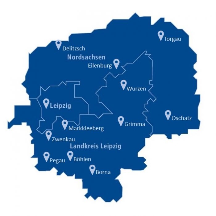 Landkarte Beratungsräumenetzwerk Landkreise